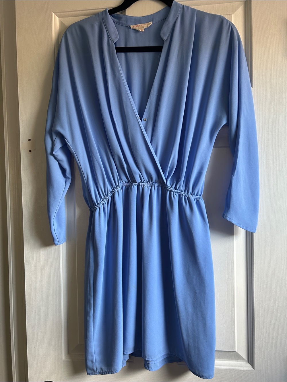 Eight Sixty Light Blue V-Neck Wrap Mini Dress